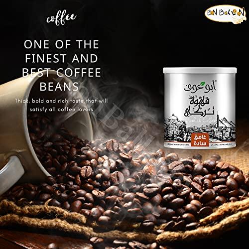 Abu Auf Abu Auf AbuAuf Oriental Original Turkish Coffee Cafe Arabic Arabian Arabica Ground Roasted Mud Coffee Plain Dark Roast (Plain Dark Roast 8.82 oz / 250 gm)
