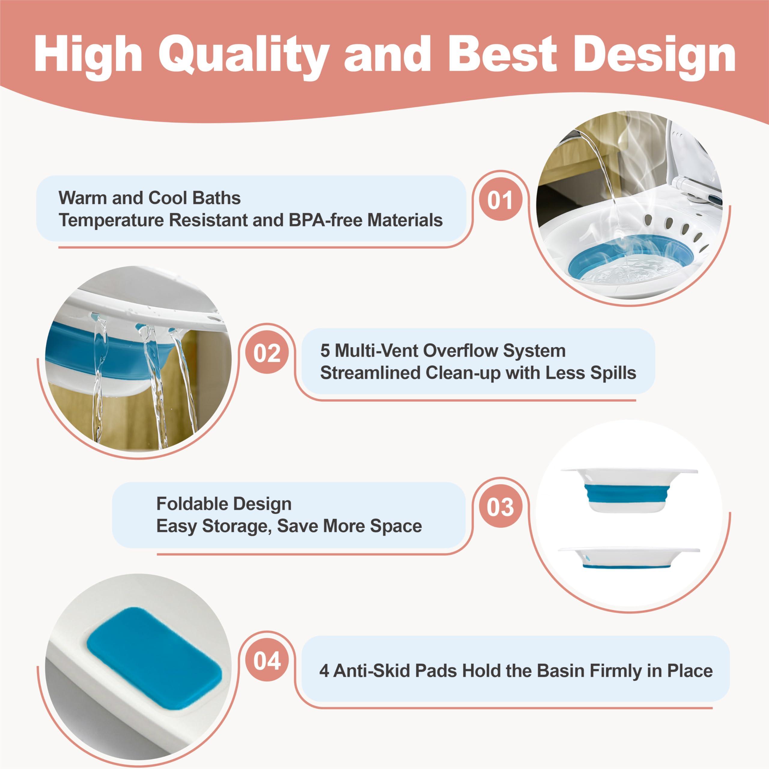 FRECHMOON Electric Sitz Bath, Sitz Bath for Hemorrhoids, Sitz Bath for Toilet Seat, Postpartum Care, Perineum Relief - Collapsible, Wide Seat, Deeper Bowl - Use w/Sitz Bath Salt