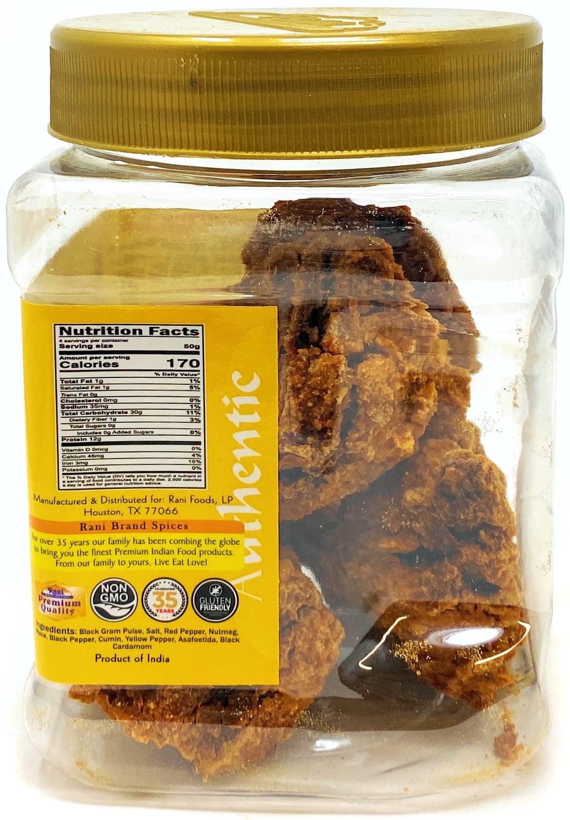 Rani Brand Authentic Indian Products Rani Punjabi Wadi (Vadi) Lentil Spiced Flour Balls 7oz (200g) PET Jar ~ High Protein, All Natural | Vegan | No Colors | Indian Origin