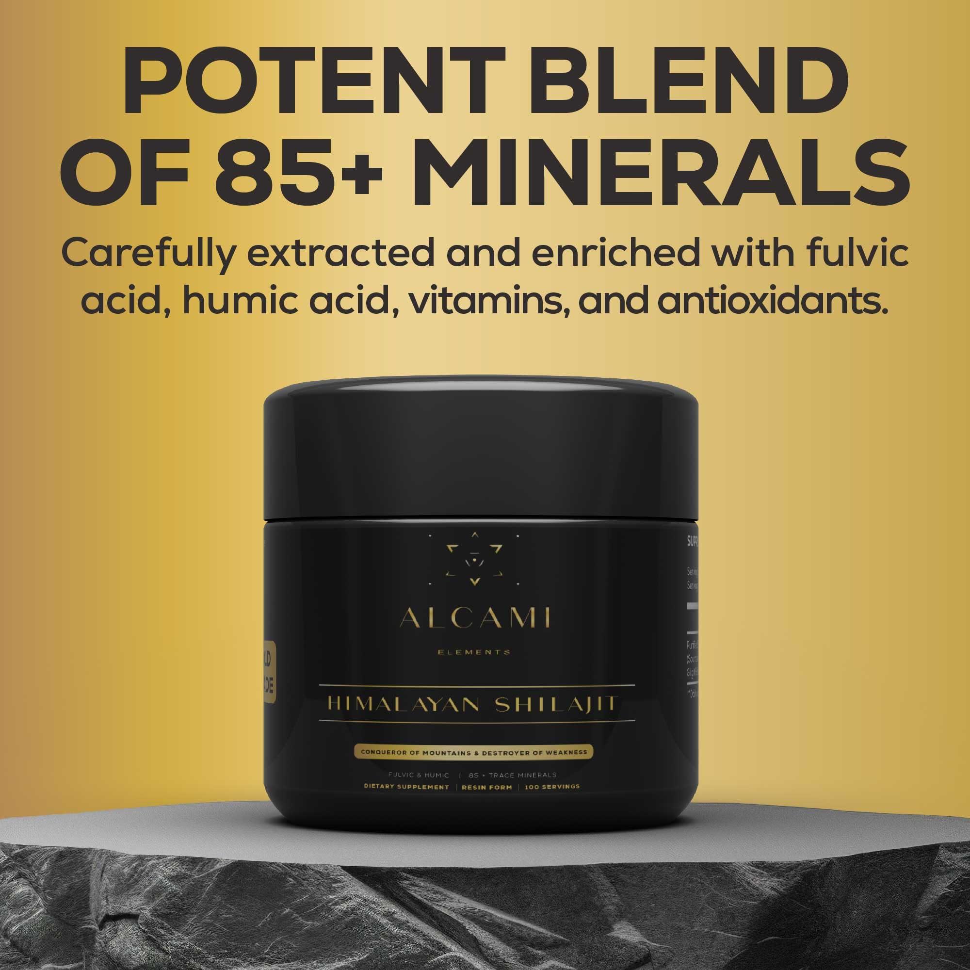 alcami elements Alcami Pure Himalayan Shilajit Resin - High Potency Gold Grade for Men & Women | 100 Servings | Energy Boost & May Support Health | 85+ Trace Minerals | 75%+ Fulvic Acid | Lab Tested, 50 Grams