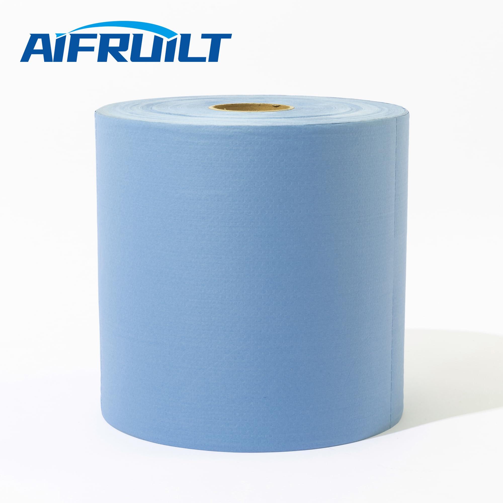 AIFRUILT Industrial Strength Power Clean Heavy Duty Wipes - Absorbent, Durable, and Reusable Cloths for Tough Dirt, Oil, and Grime in Manufacturing and Workshops - 475 Sheets, Blue Shop Towels-Jumbo Roll