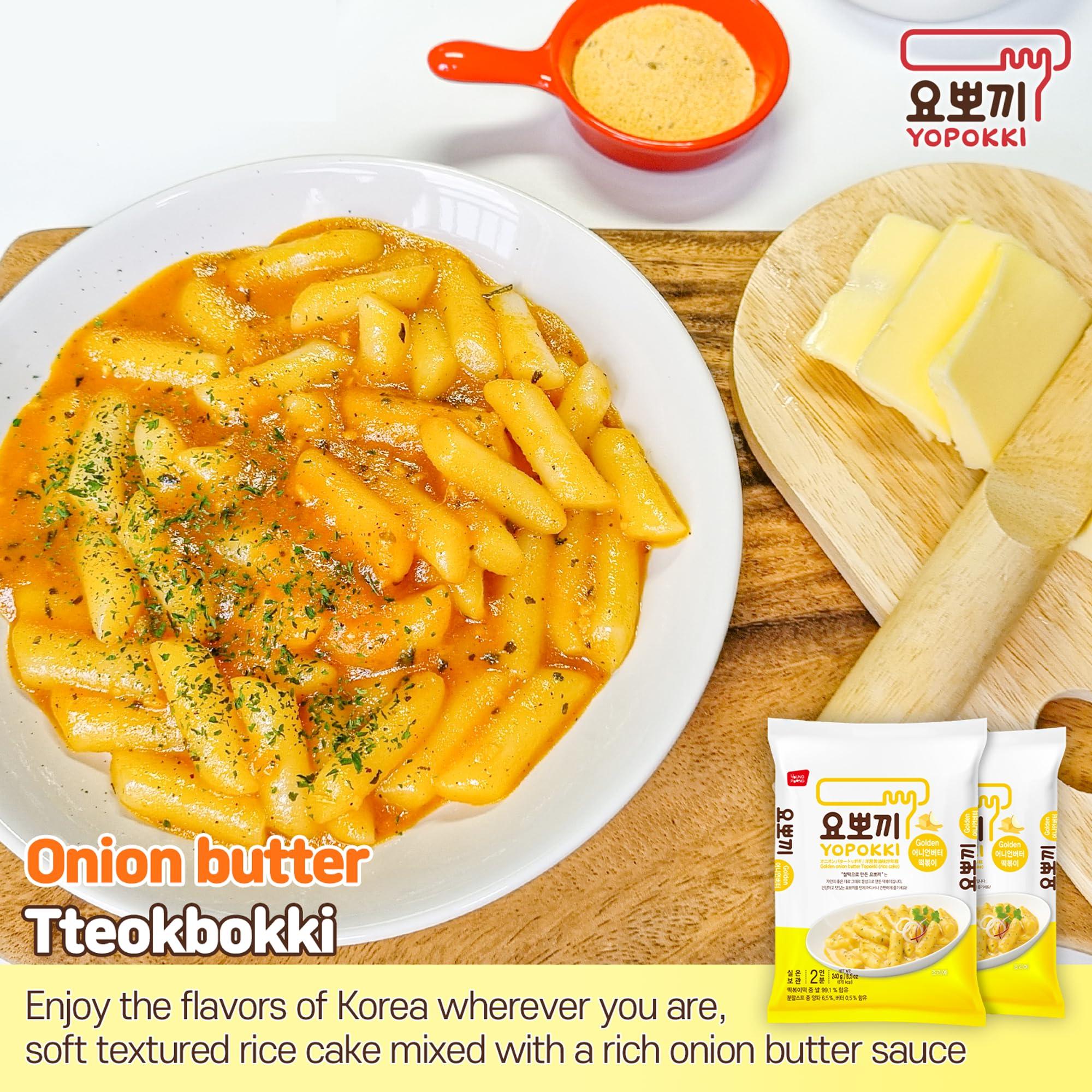 Yopokki Yopokki Instant Tteokbokki Pack Set (6 Packs - 2 Sweet Mild Spicy, 2 Cheese, 1 Onion Butter, 1 Jjajang) Korean Street Food with Various Flavored Sauces - Quick & Easy to Prepare