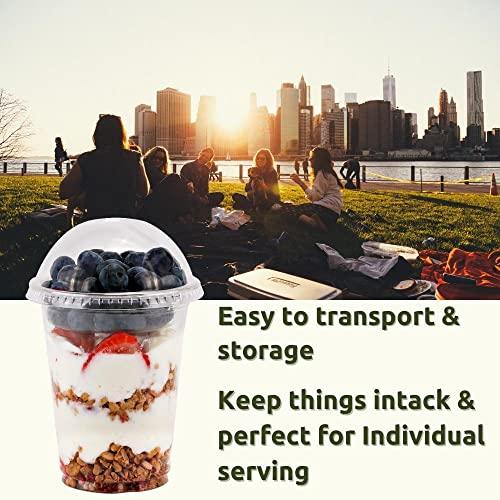 Aatriet Aatriet 12 oz Clear Plastic Parfait Cups with Insert 3.25oz & Dome Lids No Hole - (20 Sets) Yogurt Fruit Parfait Cups, for Dips and Veggies, Take Away Breakfast and Snacks. No Leaking