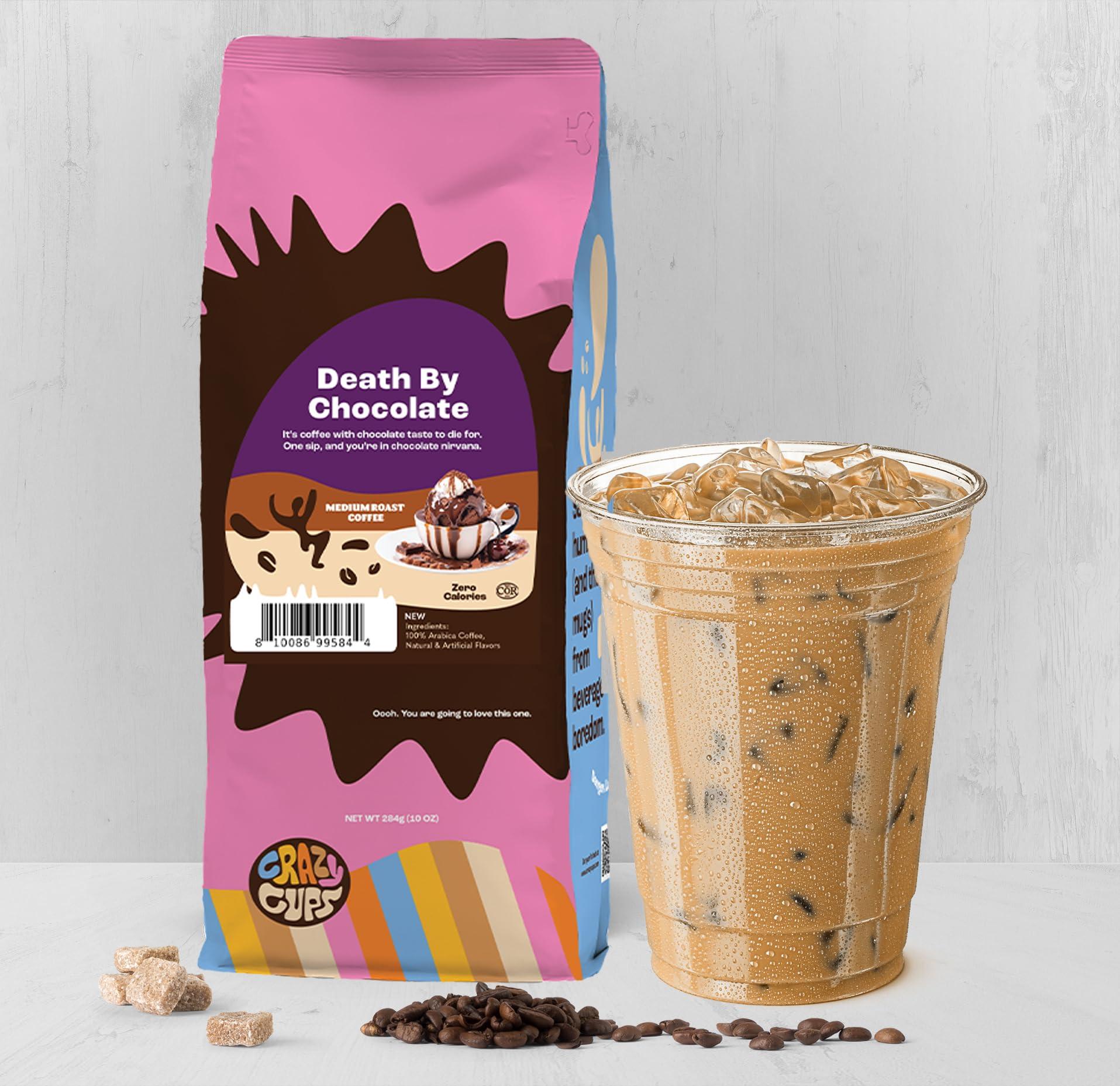 Crazy Cups Crazy Cups Flavored Ground Coffee Variety Pack, Includes Chocolate Hazelnut, French Vanilla Creme & Death By Chocolate, in 10 oz Bags, Variety 3 Pack