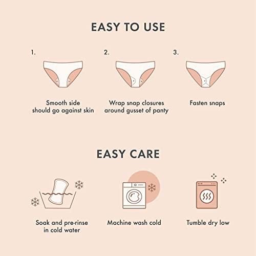Hesta Rael Bundle - Organic Cotton Cover Reusable Cloth Pantyliners (White, 3 Count) & Heating Patch (6 Count)
