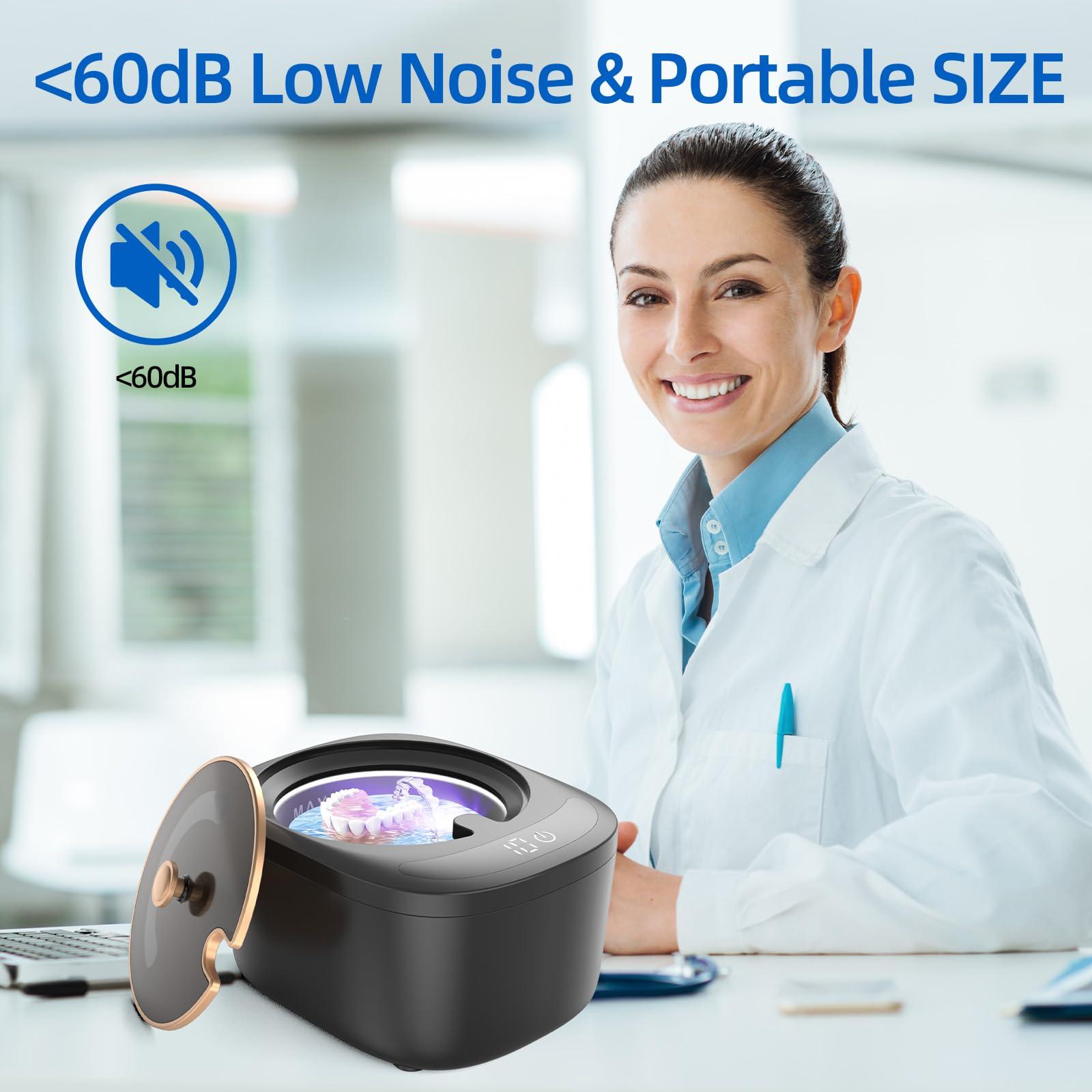 Raccomb Ultrasonic Cleaner for Retainer, Dentures, Mouth Guard, Aligner, Whitening Trays, 255ML 43kHz Jewelry Cleaner Ultrasonic Machine, Portable Ultrasonic Retainer Cleaner for Home Travel, Ideal Gift