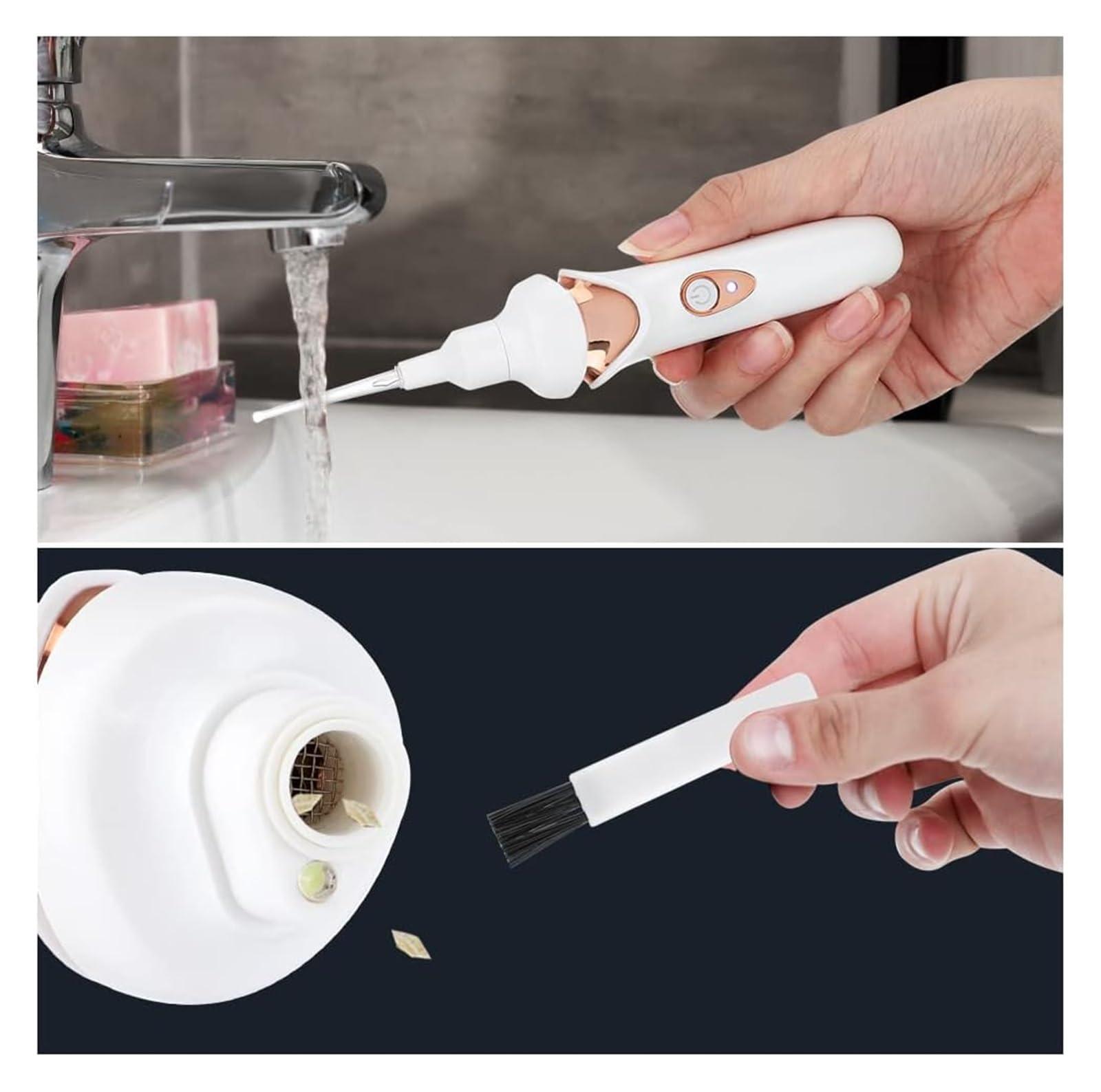 VEGIONE VEGIONE Ear Wax Remover Vacuum Cleaner Ear Wax Removal Painless Cleaning Tool, Ear Cleaning Device for Children and Adults, Earwax Cleaner with Light, (Color : Black Nero)