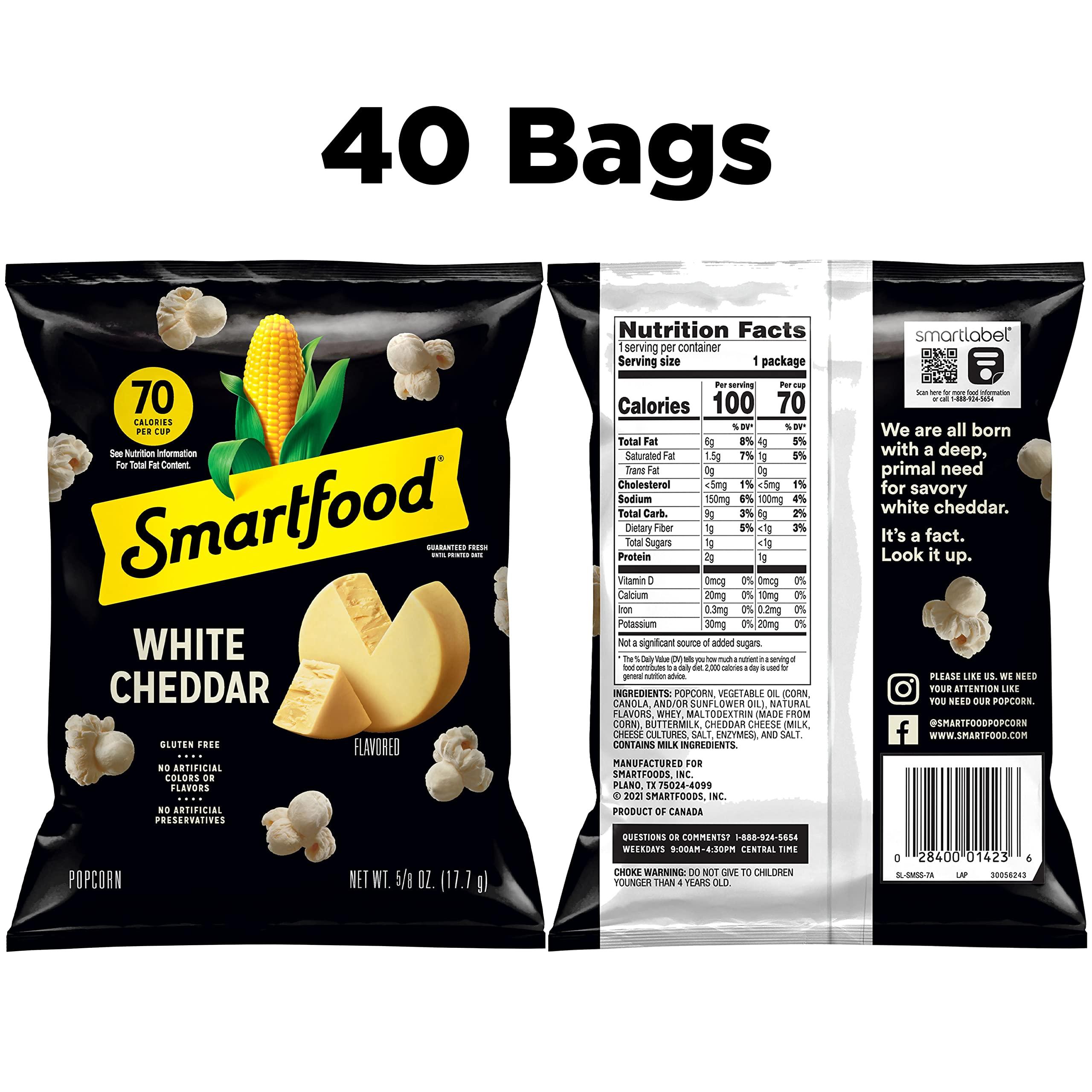 Smartfood Smartfood Popcorn, White Cheddar, 0.625 Ounce (Pack of 40)