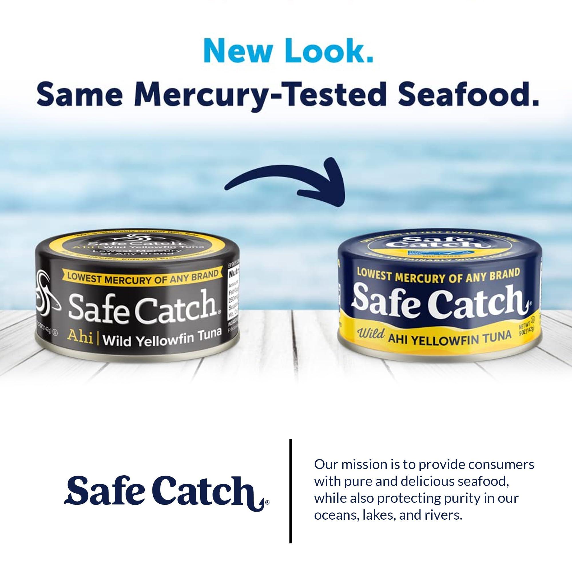 Safe Catch Safe Catch Wild Ahi Yellowfin Tuna Fish Canned, Wild Caught, Lowest Mercury, Lean Protein, Omega 3, Gluten-Free, Kosher, Pack of 6
