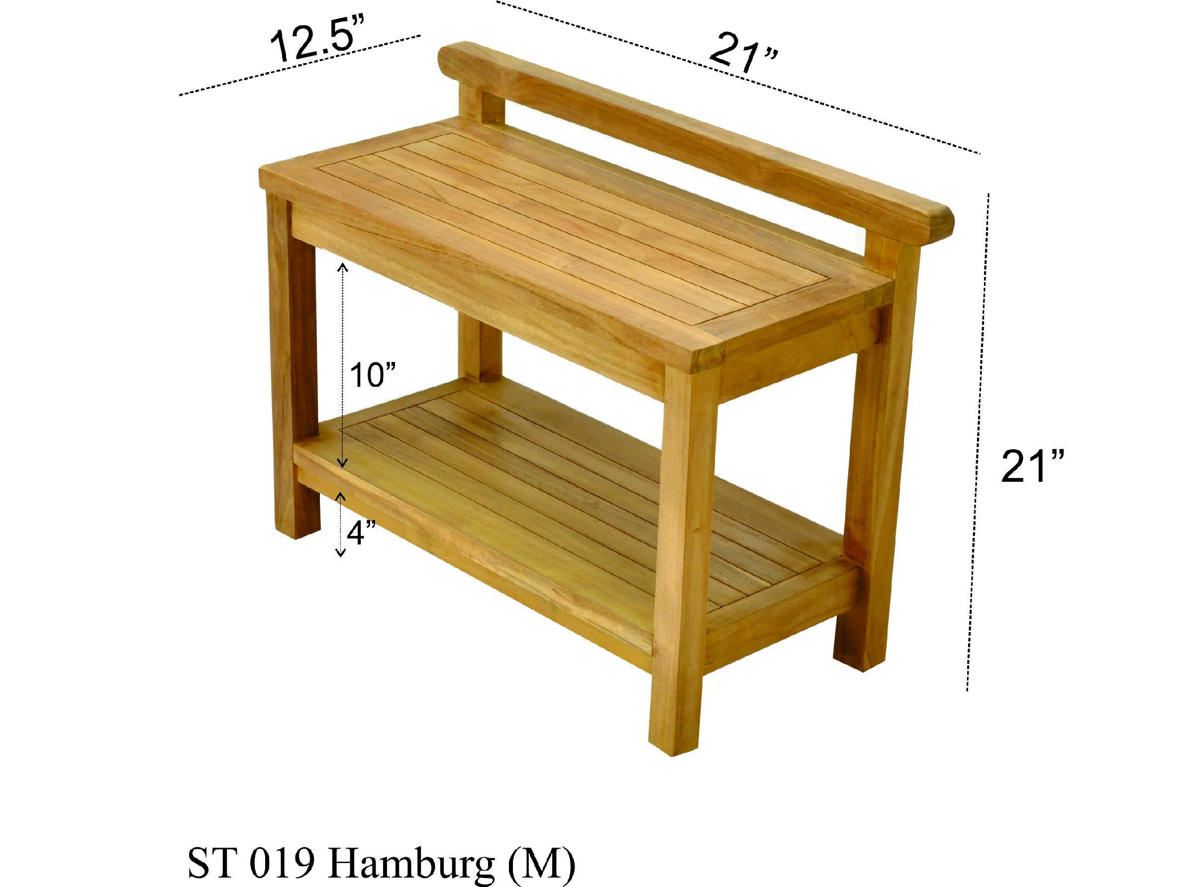TeakFurnitureOutlet TeakFurnitureOutlet A-Grade Teak Hamburg Shower Seat 24" Stool/Bench