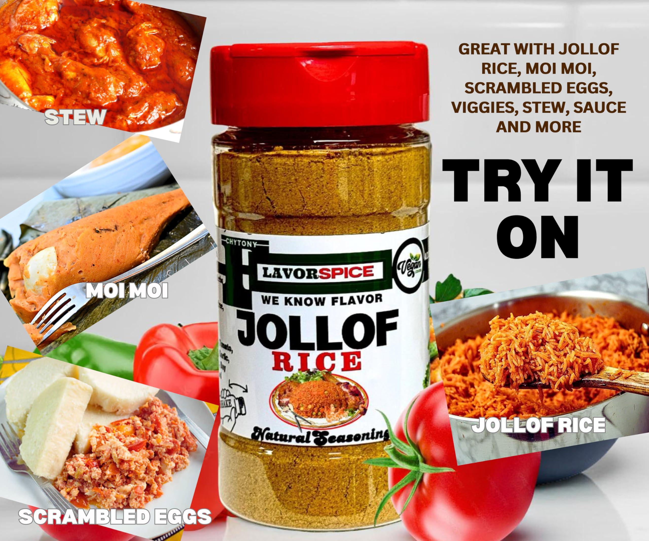 Flavor Spice LLC Jollof Rice Seasoning Crafted with 100% Natural Herbs and Spices with No Artificial or preservatives, No Salt, No Sugar, No MSG, Gluten Free, Great For Keto, Great For Vegan (3.80oz)