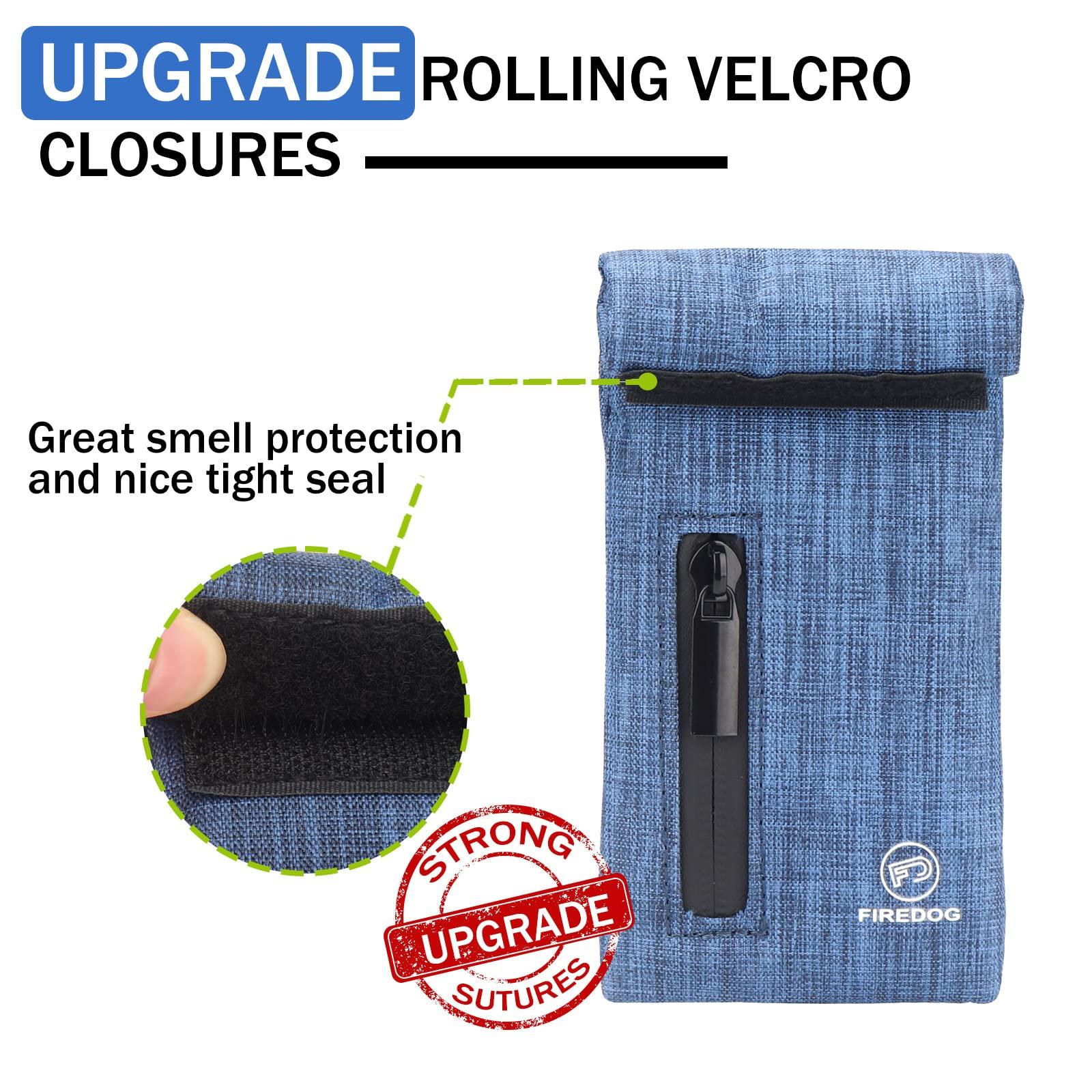 FIREDOG FIREDOG Smell Proof Bags, Fabric Odor Proof Bag for Dog Tested 3\"x6\" Small Stash Travel Storage Pouch(Blue)