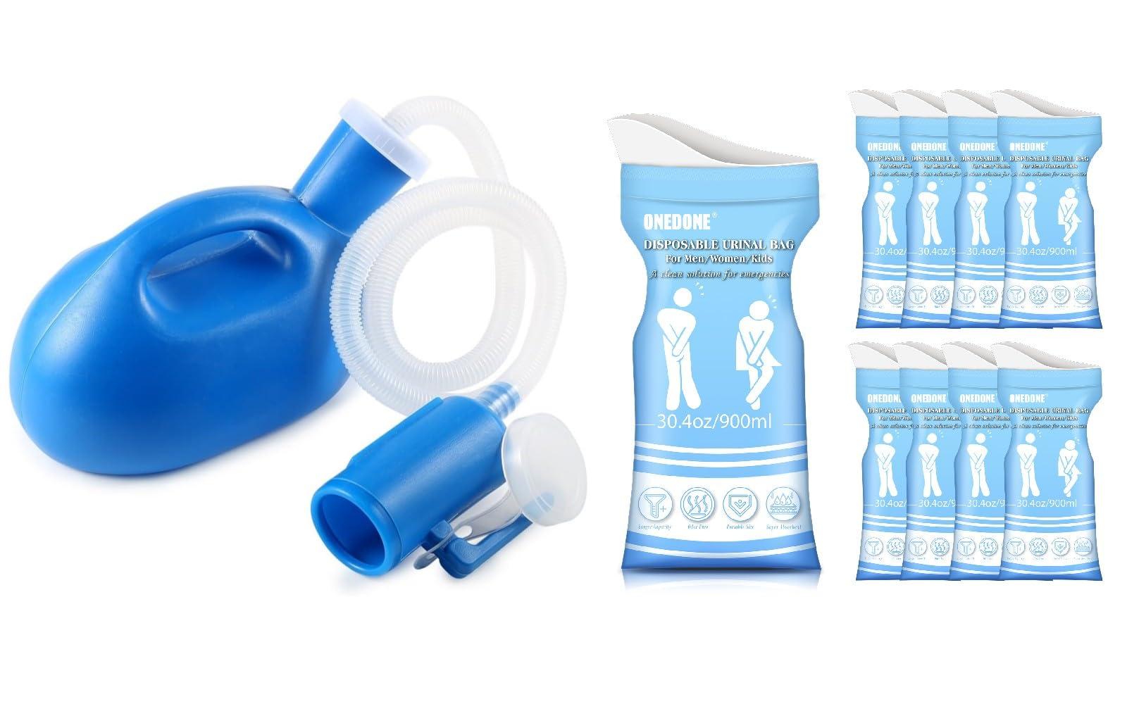 ONEDONE Portable Urinals for Men 68 OZ, Disposable Urinal Bags Travel Pee Bags Urine Bags 8 Pack