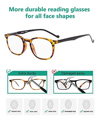 Eyekepper Eyekepper Retro Reading Glasses for Women Reading +2.75 Amber Striped Frame Black Arms Mens Readers Eyeglasses