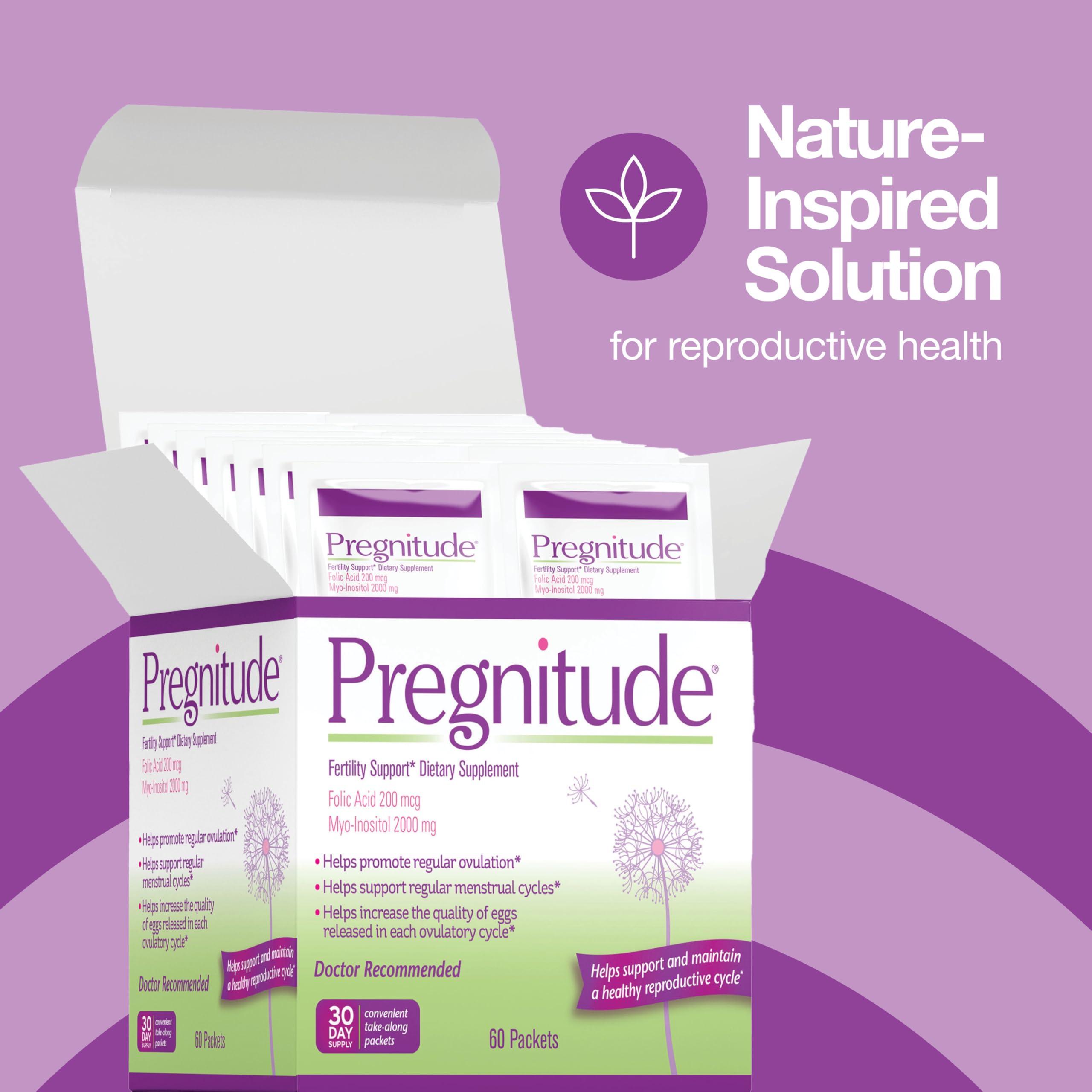 Pregnitude Pregnitude Reproductive Fertility Support - Helps Promote Regular Ovulation - Menstrual Cycles, and Increase Quality of Eggs - 60 Day Supply 120 Packets