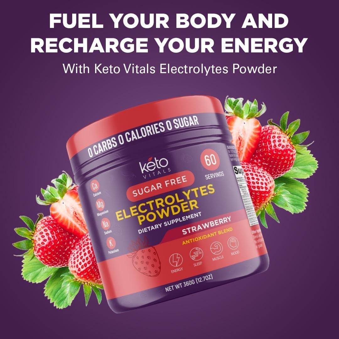 Keto Vitals Keto Vitals Electrolyte Powder | Keto-Friendly Electrolytes with Potassium, Magnesium, Sodium, Calcium | Keto Electrolytes Supplement Energy Drink Mix | Sugar-Free, Zero Calories, Zero Carbs