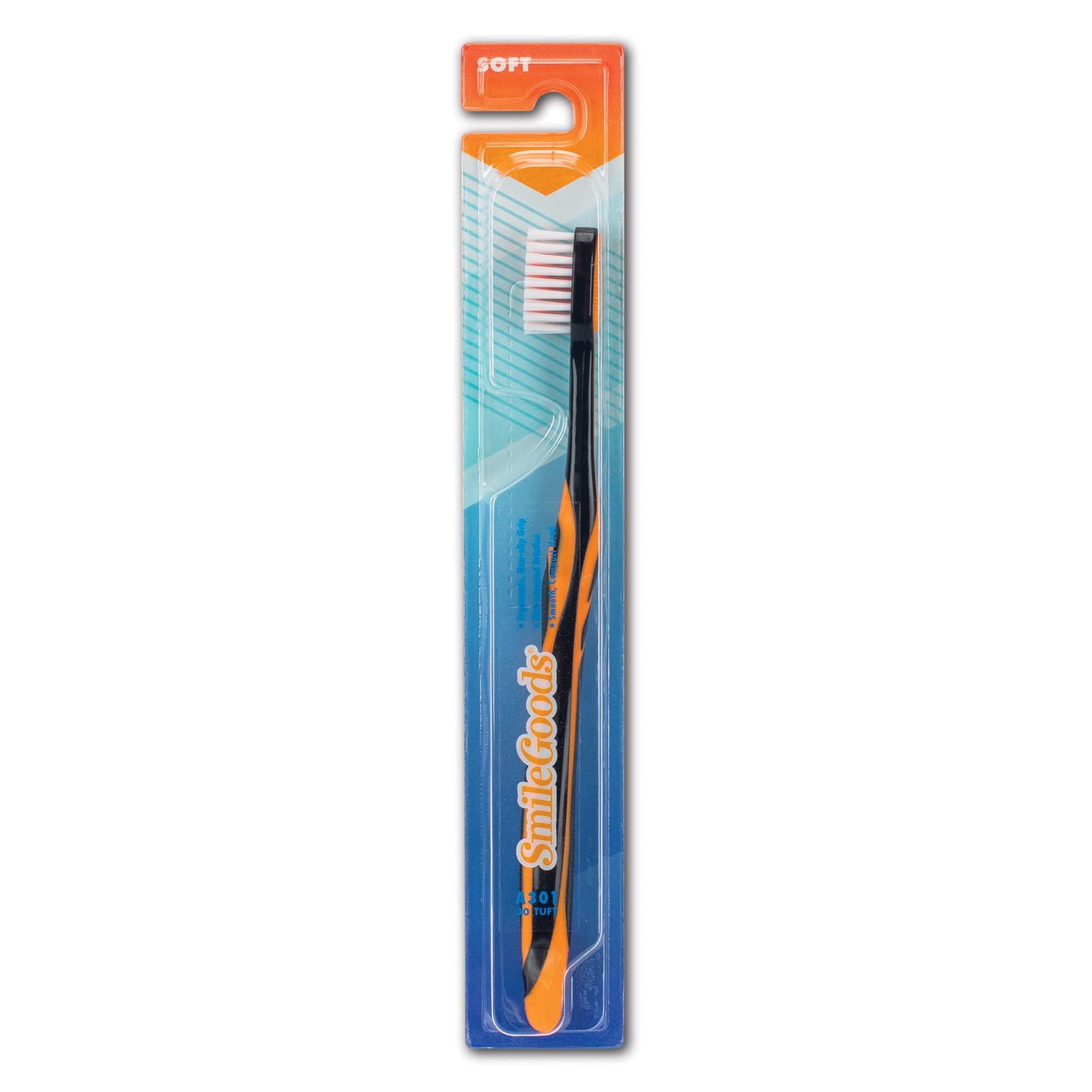 Practicon SmileGoods A301 Toothbrush, 30 Tuft, Soft Bristle, Individually Packaged Toothbrushes, Assorted Colors, Bulk Pack of 72