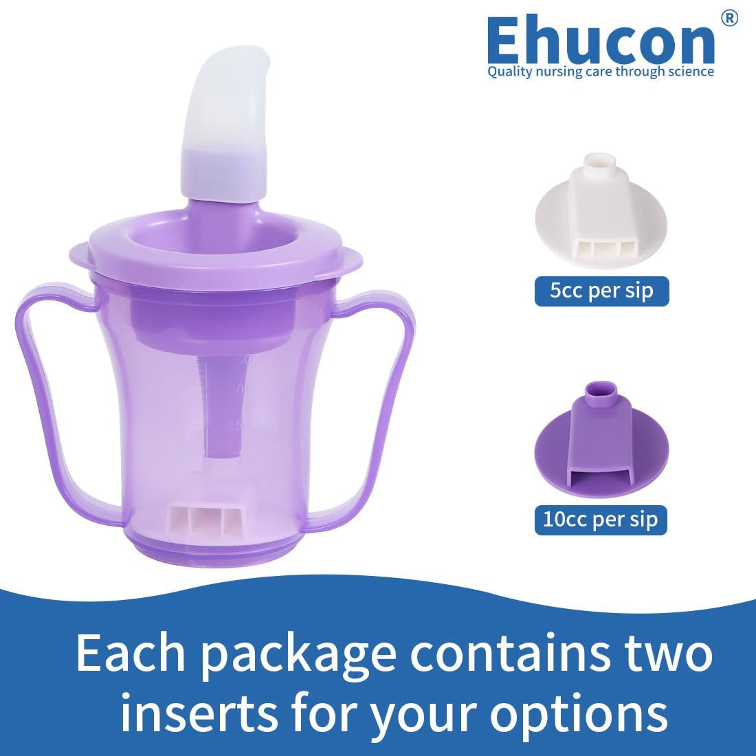 Ehucon Ehucon Dysphagia Regulating Drinking Cup for Elderly-Having Difficulty Swallowing,Dispenses 5 cc or 10 cc of Liquid Helps to Prevent Choking,Liquids Only (Overall purple)