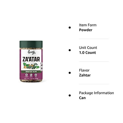 Pereg Pereg Za\'atar, Mixed Spice Seasoning (4.25 Oz), Middle Eastern Inspired Zahtar Spices, Non-GMO, No MSG, Gluten Free, All Natural Seasoning, for Pizza, Salad, Hummus, & Chicken
