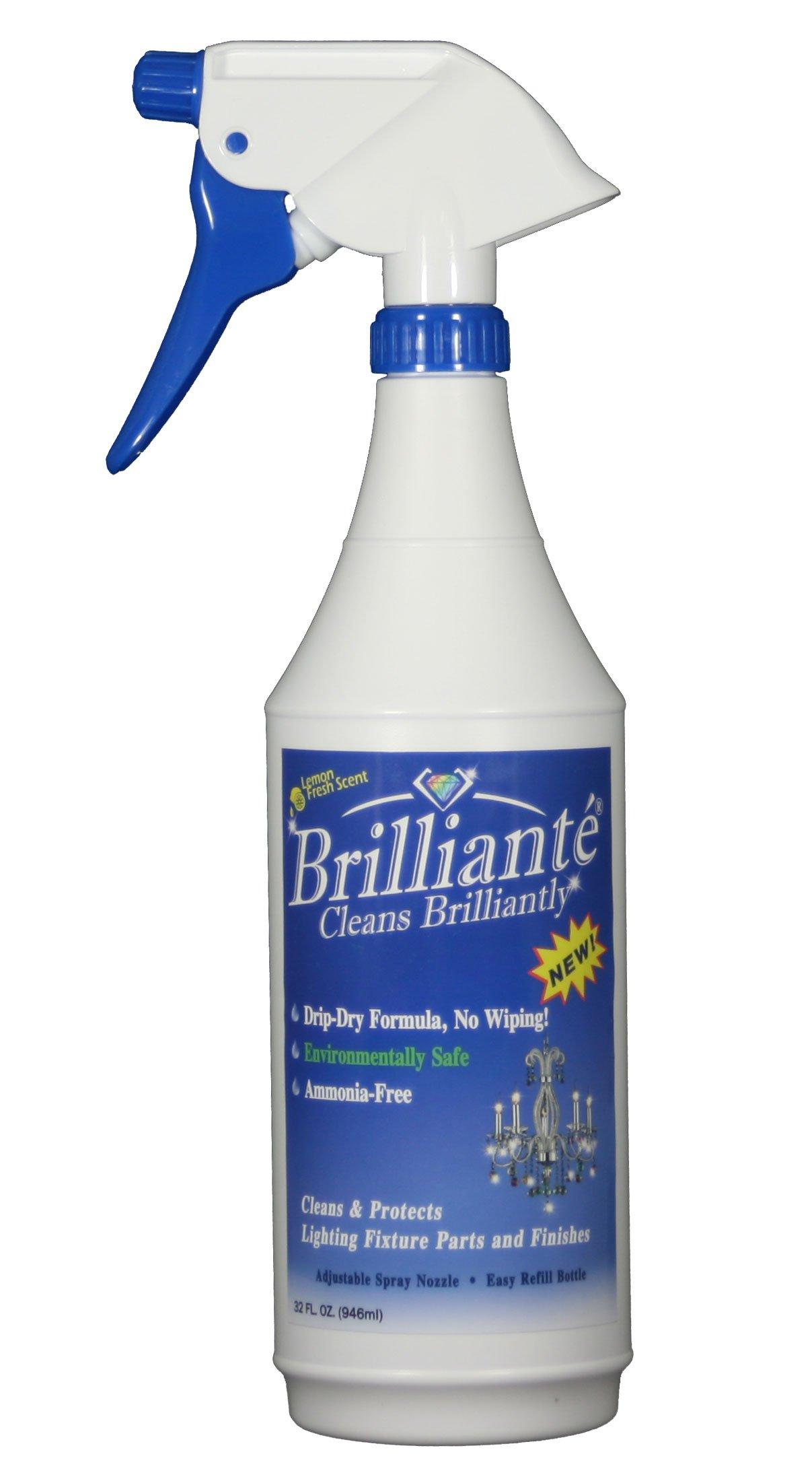 BRILLIANTÉ BRILLIANTÉ Crystal Chandelier Cleaner Manual Sprayer 32oz Environmentally Safe, Ammonia-Free, Drip-Dry Formula, Made in USA (1)