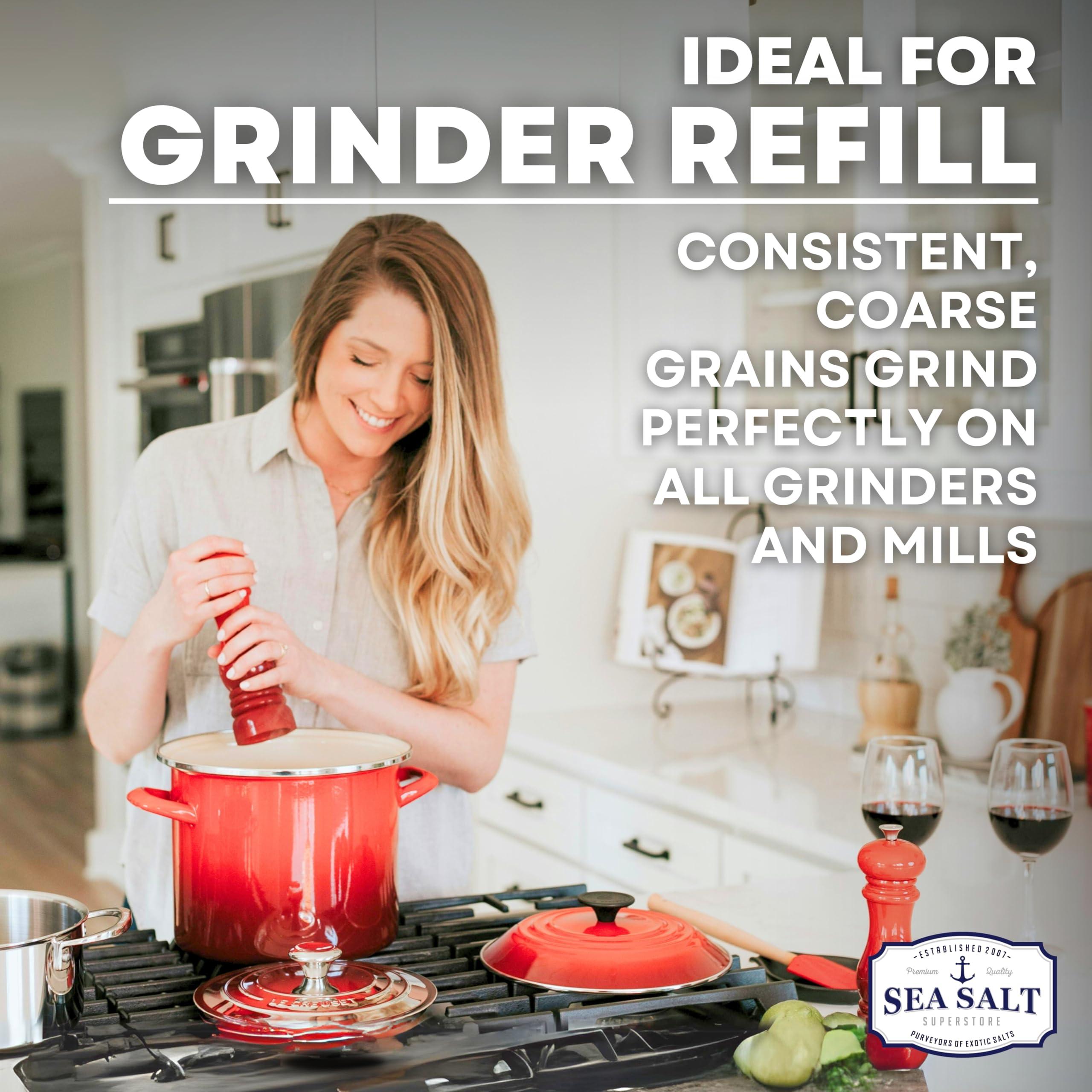 Sea Salt Superstore Kosher Sea Salt, Coarse Grain Kosher Salt, Coarse Salt Replacement for Table Salt, Non-Iodized & Natural Coarse Sea Salt for Grinder, 14 oz Bag, Sea Salt Superstore