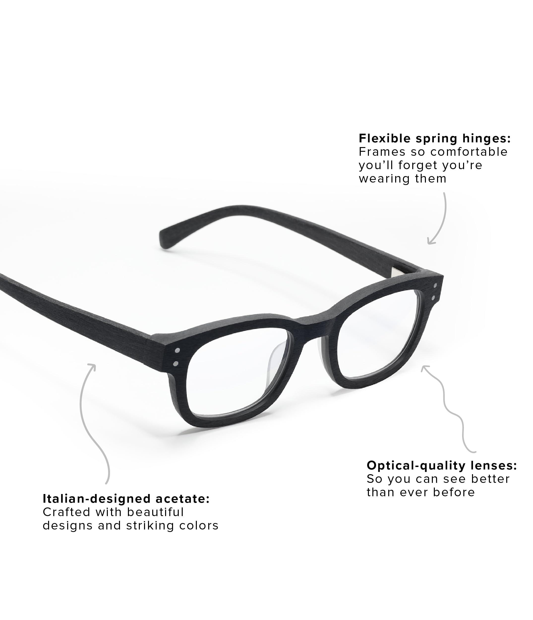 eyebobs eyebobs Biff Premium Readers for Women and Men | Round Eye Glasses | Olive Green Front and Temples | 1.25