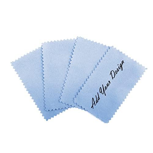 Muka Muka 500 Pcs Custom Polishing Cloths 1.5\" x 3.2\", Blue Jewelry Cleaning Cloths for Silver, Gold, Platinum, Mini Size