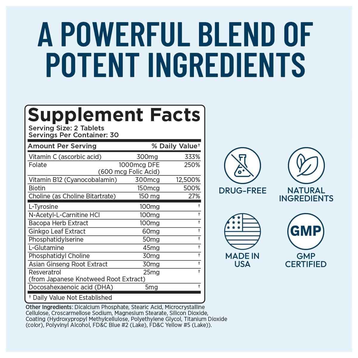 Provasil Provasil Maximum Strength Supplement Boosts Memory, Intensifies Focus, Increases Mental Performance, Provides Complete Nutritional Support for Multiple Aspects of Cognitive Health (60 Tablets)