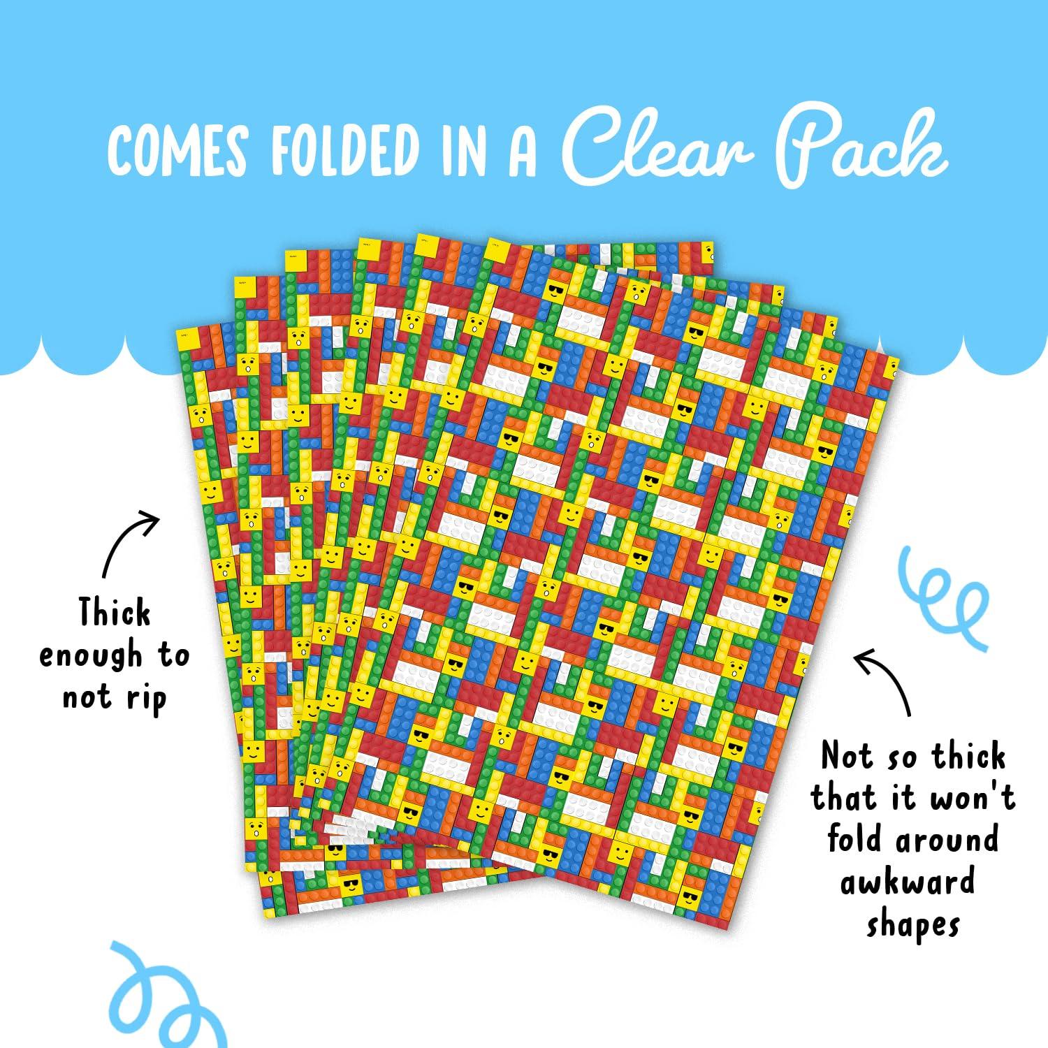 CENTRAL 23 CENTRAL 23 Colorful Wrapping Paper - Lego Building Blocks - 6 Sheets of Gift Wrap - Birthday Wrapping Paper for Kids - Christmas Wrapping Paper for Boys and Girls - Comes With Fun Stickers