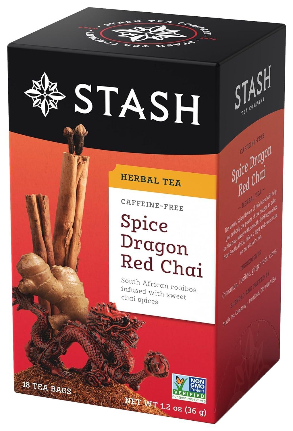 Stash Stash Tea Spice Dragon Red Chai Herbal Tea, 18 Count