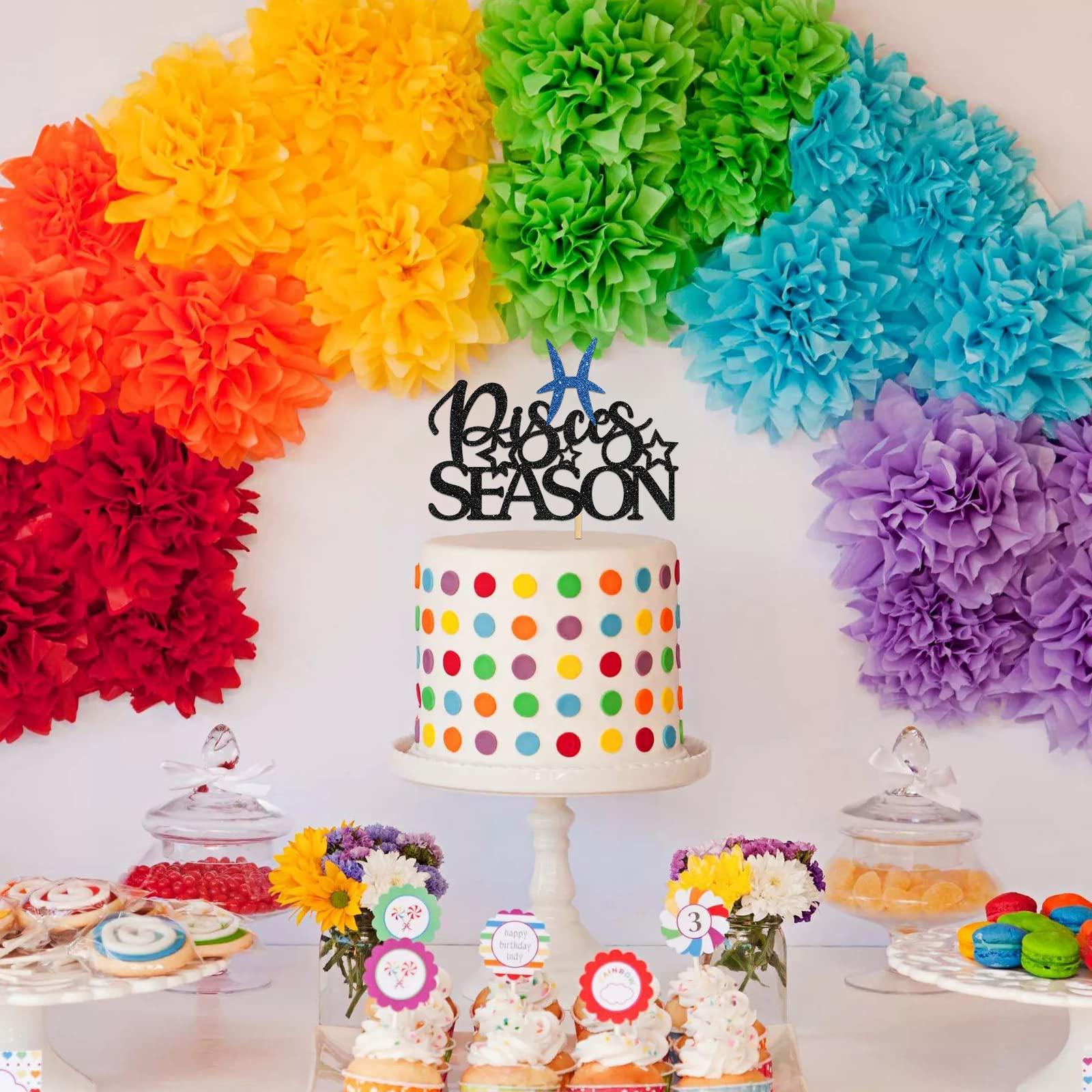 Helewilk Helewilk Pisces Season Cake Topper, Feb Mar Pisces Birthday Party Decoration, Zodiac Astrology Birthday Party Cake Decor, Constellations Themed Birthday Supplies (Pisces)