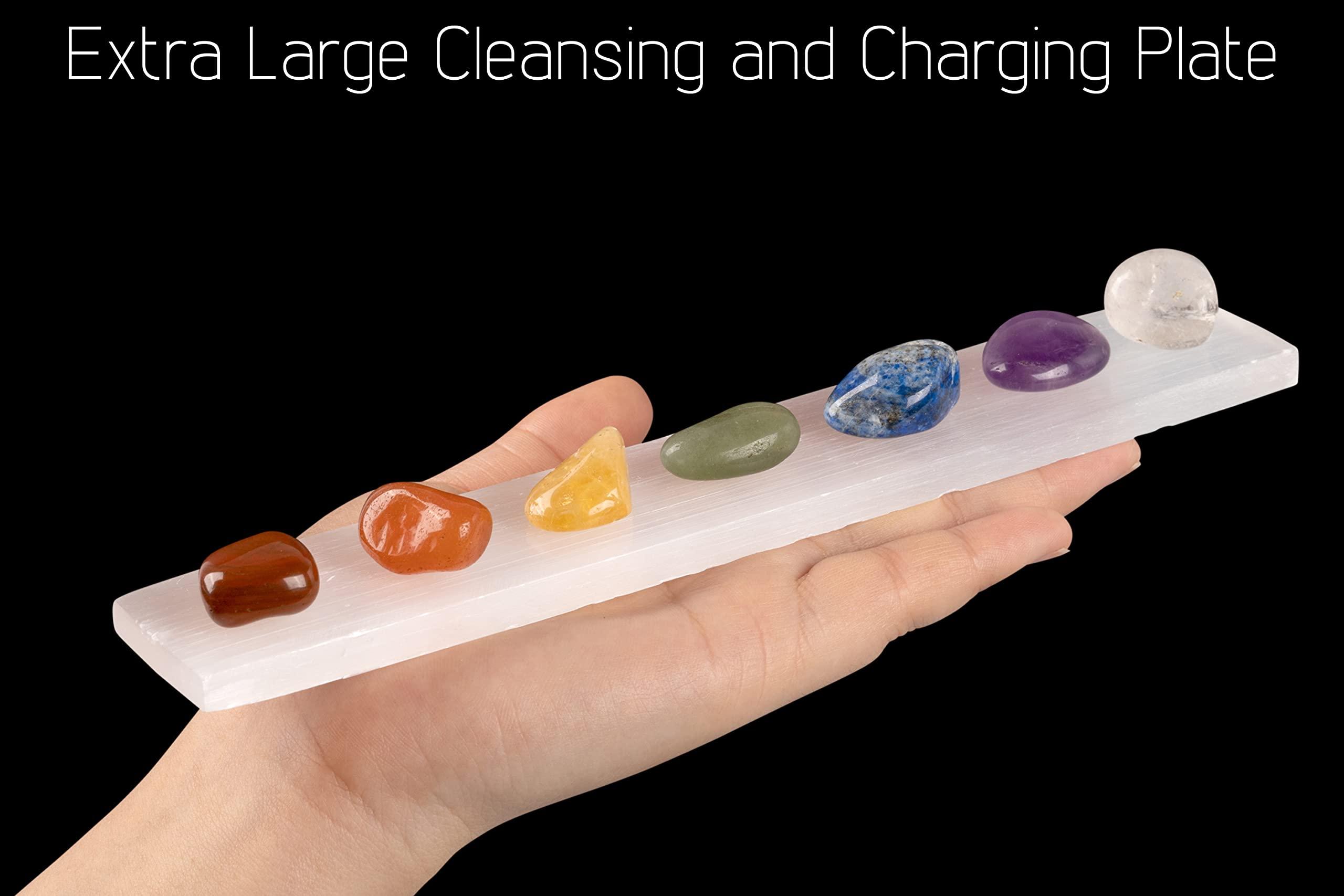 Wish Well Large Selenite Charging Plate 7.5 Inches Selenite Crystal Plate Ideal for Cleansing and Recharging Crystals and Healing Stones, Reiki, Meditation Protection Crystals Spiritual Gifts & Decor