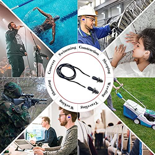 AXBUS Ear Plugs for Sleeping Noise Canceling, 16 Pairs Reusable Ear Plugs Soft Silicone Earplugs Noise Reduction with Nylon Cord Hearing Protection for Shooting,Snoring,Travel, Work, Studying, Loud Noise
