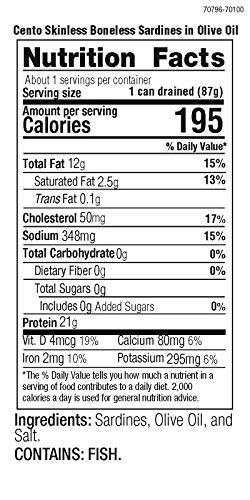 Cento Cento Skinless & Boneless Sardines, 4.375 Ounce Tins (Pack of 25)