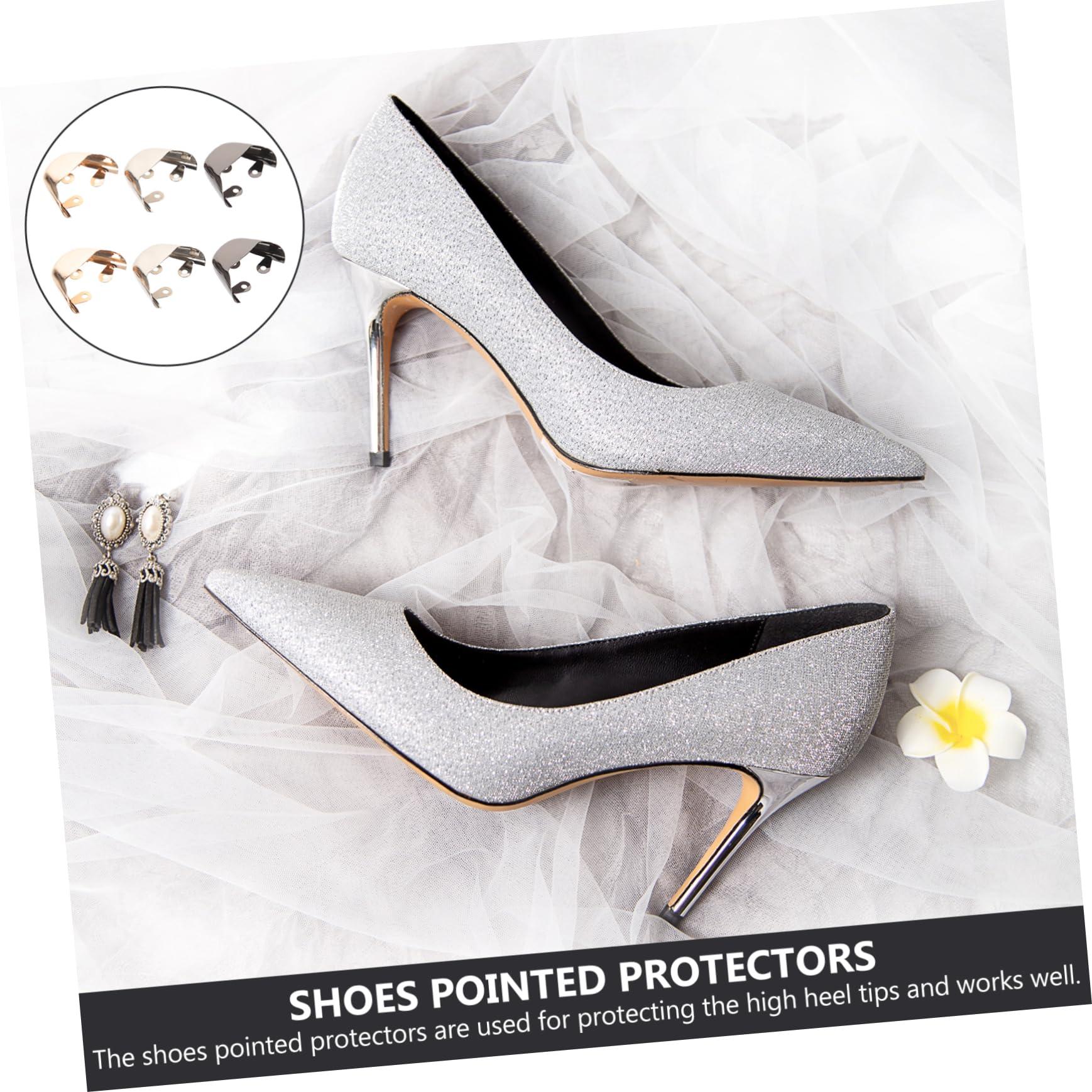 Abaodam 3 Pairs boots decor shoes shoe tip protections shoe tip covers boot protector boot toe guards shoe toe protector High heel metal sleeve Accessories shoe cover invisible