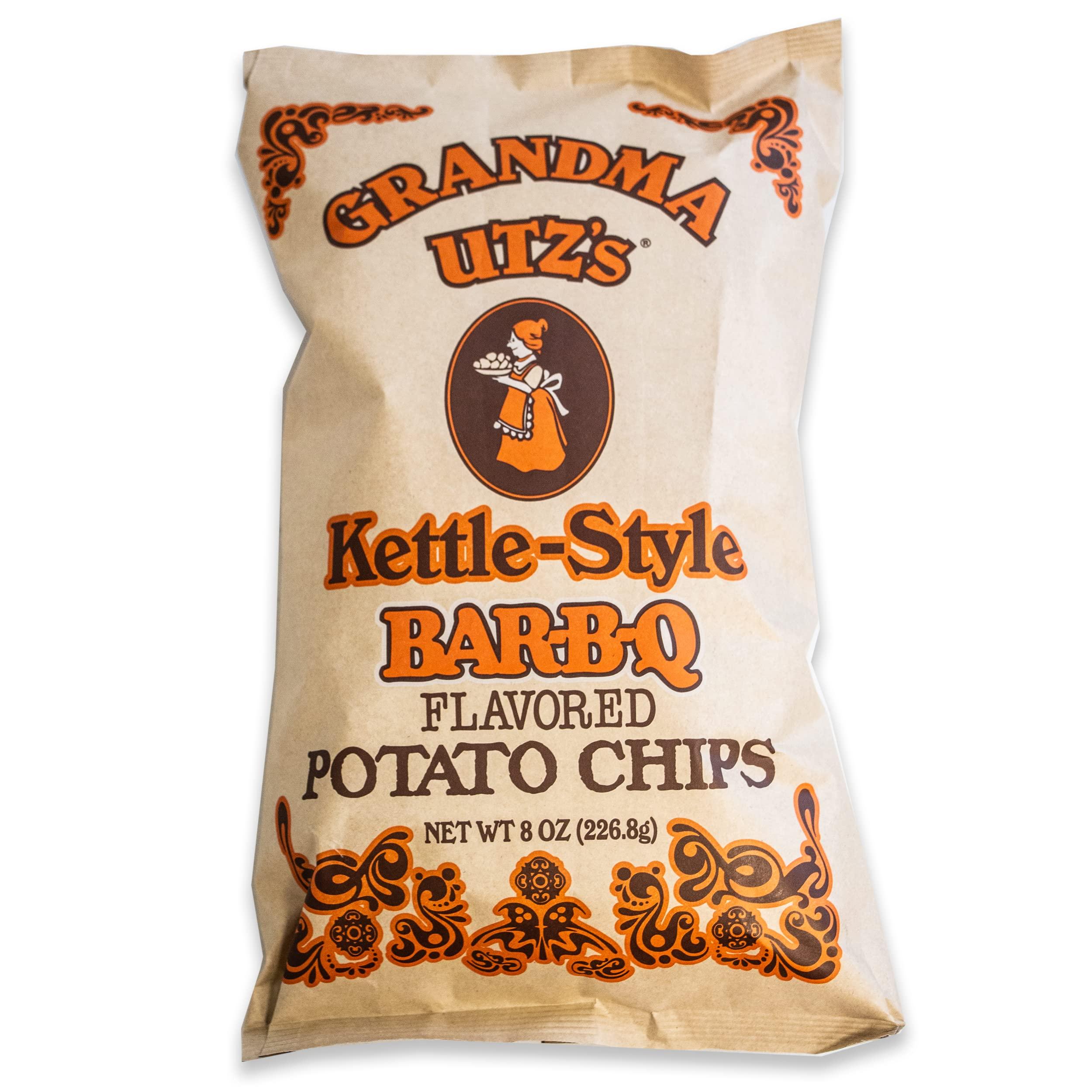 Circle of Drink Grandma Utz Chips - Variety Pack - Utz Grandma BAR-B-Q Chips (3, 8oz bag) - Utz Kettle Style Potato Chips (3, 8oz bag) - Zapp\'s Tangy New Orleans Kettle-Style Potato Chips (1, 8oz bag) - 7 Items Total
