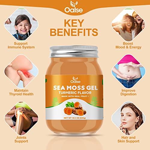 OALSE OALSE (18.5 OZ Irish Sea Moss Gel Turmeric Flavor - Organic Seamoss Gel with 92 Minerals and Vitamins - Non-GMO, Gluten-Free, Vegan - Immune Defense Thyroid Digestive Support