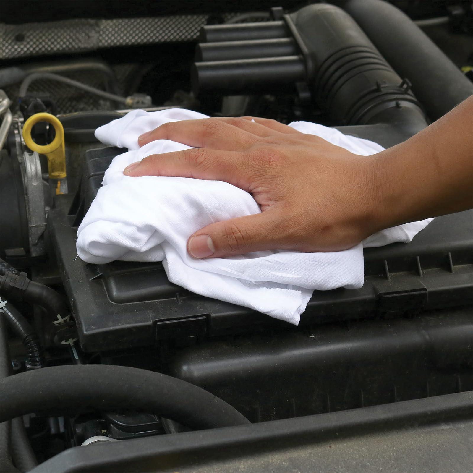 SupremePlus SupremePlus Premium White T-Shirt Rags - Shop Cotton Knit Cleaning Rag in a Compressed Box, Clean Up Oil, Grease, Stain, & Paint with Bulk, Multipurpose Polishing Cloth (2 x 25 lbs. Compressed Box)