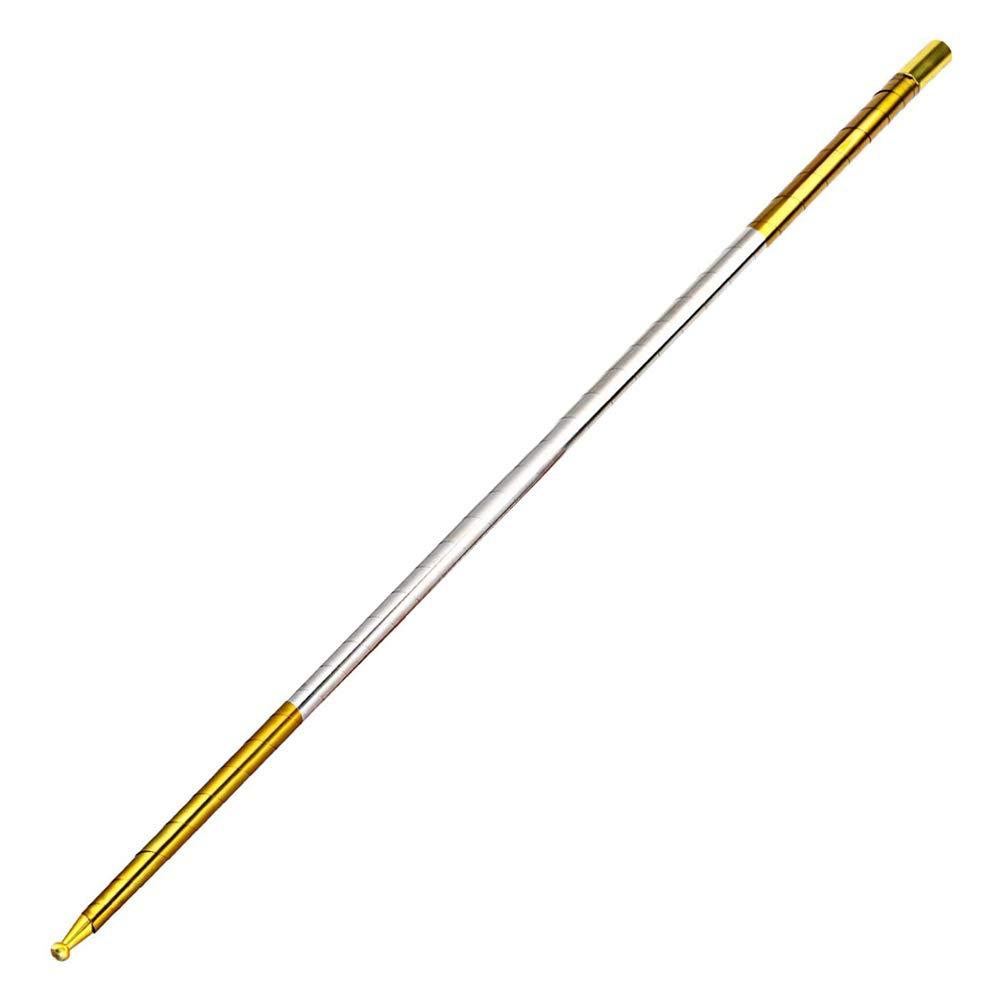 Surakey Pocket Staff Magic Telescopic Stick | Elevated Staff Stick I Collapsible Retractable Expandable Bow Extendable Portable Expanding Metal Cane Pop Out Wands (130cm Gold Silver)