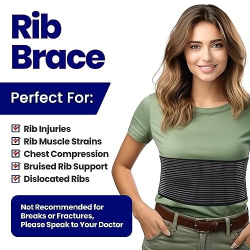 ARMSTRONG AMERIKA Rib Brace Chest Binder | Rib Belt to Reduce Rib Cage Pain | Chest Compression Support for Rib Muscle Injuries, Bruised Ribs | Breathable Chest Wrap Rib Brace for Women Men (Large/XL - BLack - 44 Inch)