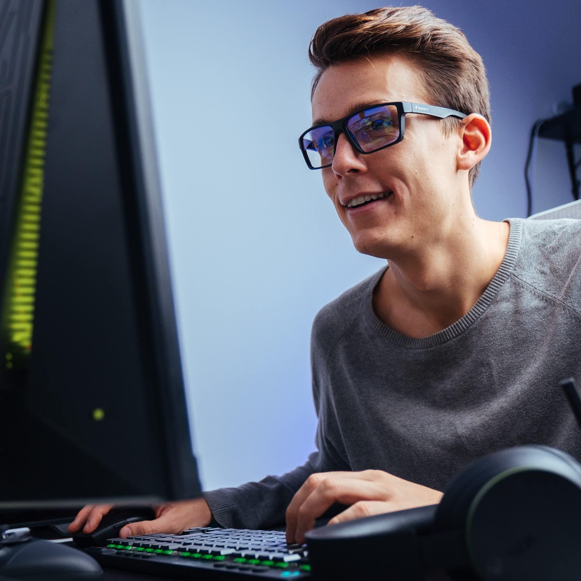 Horus X Horus X - Gaming Glasses | Blue Light Blocking Computer Screen Glasses | Anti Fatigue & Eyestrain for Men and Women | Clear