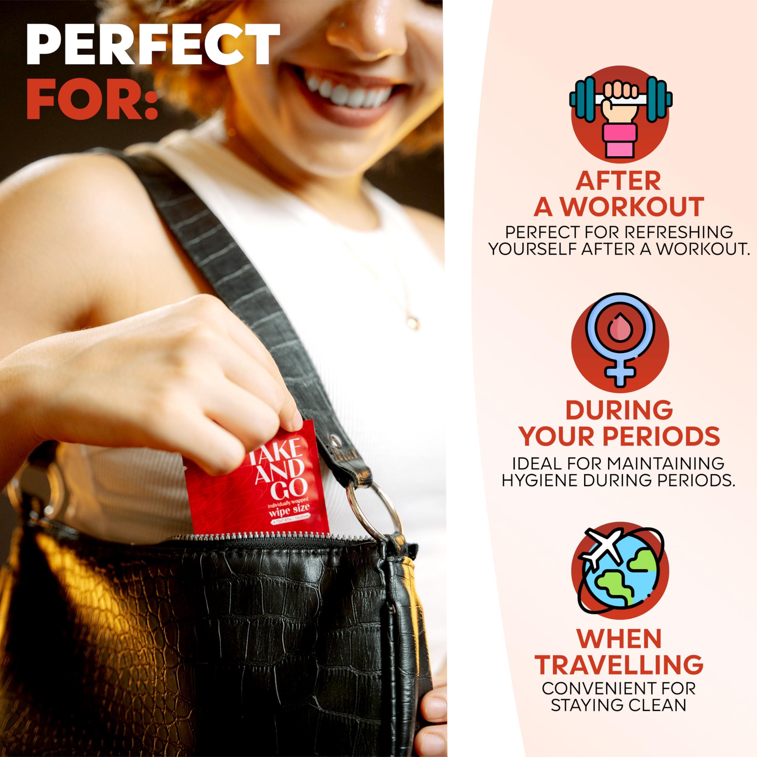 PureIntima PureIntima Feminine Wipes Individually Wrapped 40 Pack - Flushable Wipes Travel Essentials For Women - Feminine Care Wet Wipes Travel Size Toiletries - Wipes For Adults - Purse Essentials - Toallitas