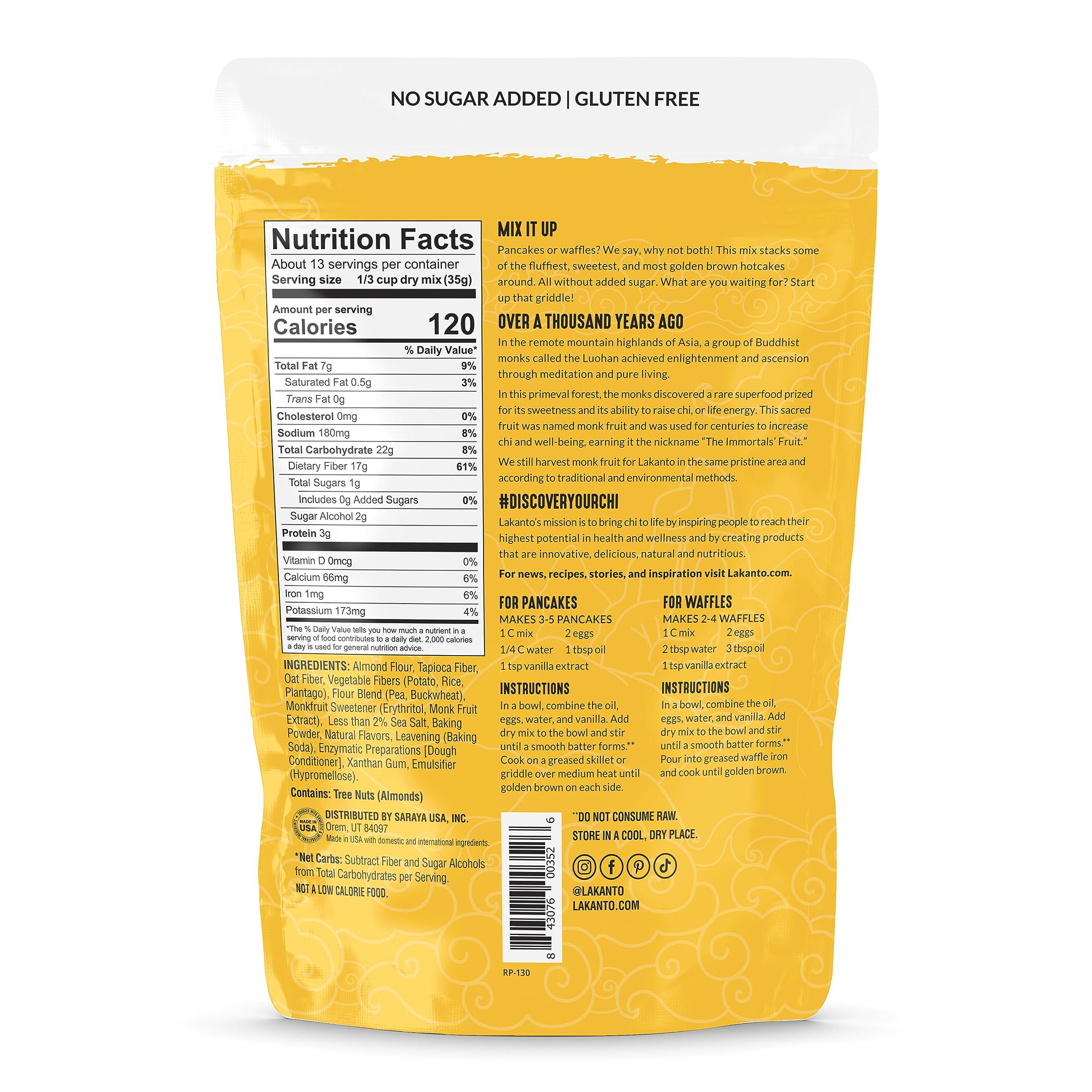 Lakanto Lakanto Pancake and Waffle Mix - Sweetened with Monk Fruit Sweetener and Erythritol, Breakfast, Flapjacks, Almond Flour, Low Net Carbs, Gluten Free, Keto Diet Friendly - 16 oz