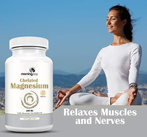 Morning Pep Magnesium Bisglycinate Chelate 240 Vegi Caps 200mg Elemental per Serving