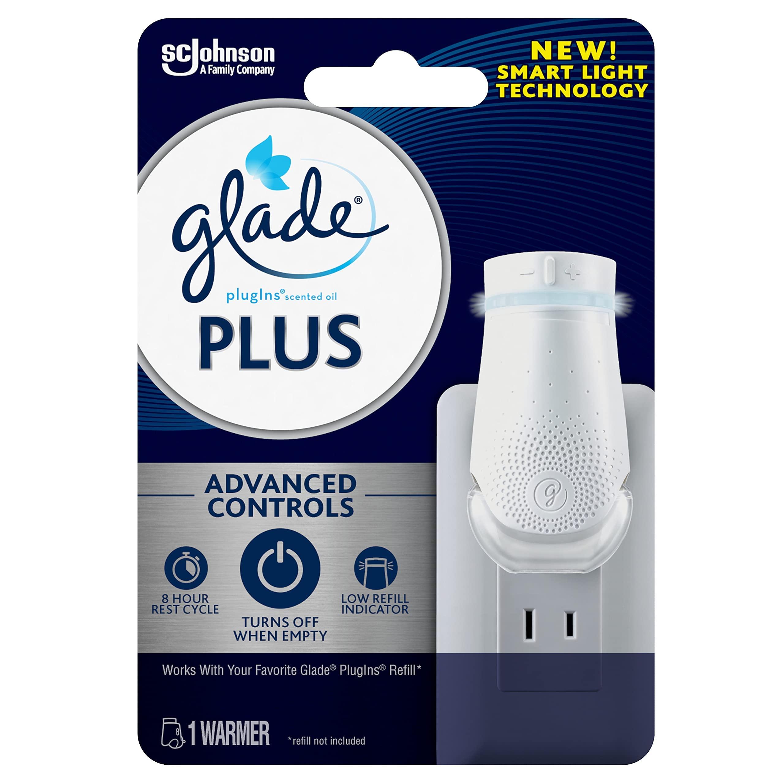 S.C Johnson Glade PlugIn Plus Air Freshener Starter Kit, Scented Oil for Home and Bathroom, 1 Warmer + Refills (Warmer & 2 Sky & Sea Salt)