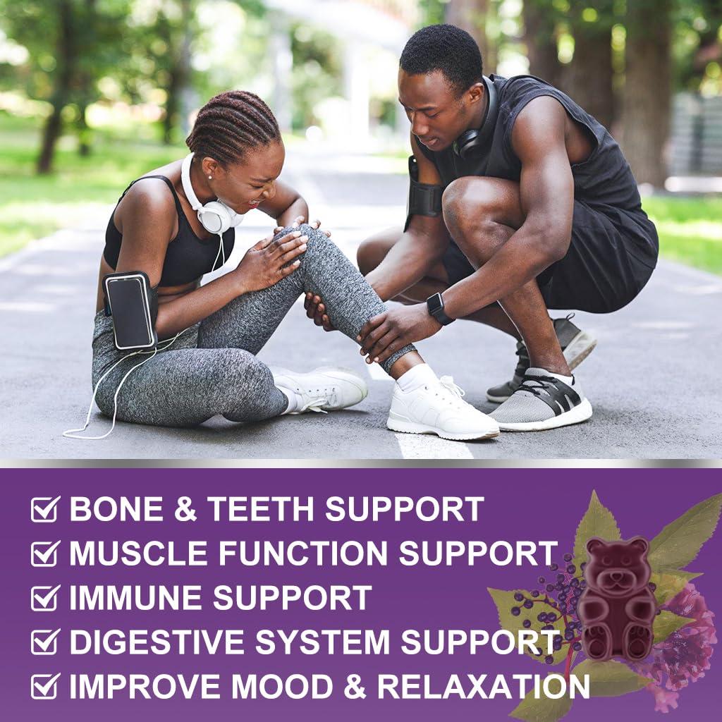 WOGORGT Calcium Magnesium Zinc Gummies with Vitamin D3 - High Absorption Complex Calcium Supplement with Sea Moss, Elderberry for Bone, Muscles, Immune, Mood & Sleep Support, Vegan - 60 Gummies (3 Pack)