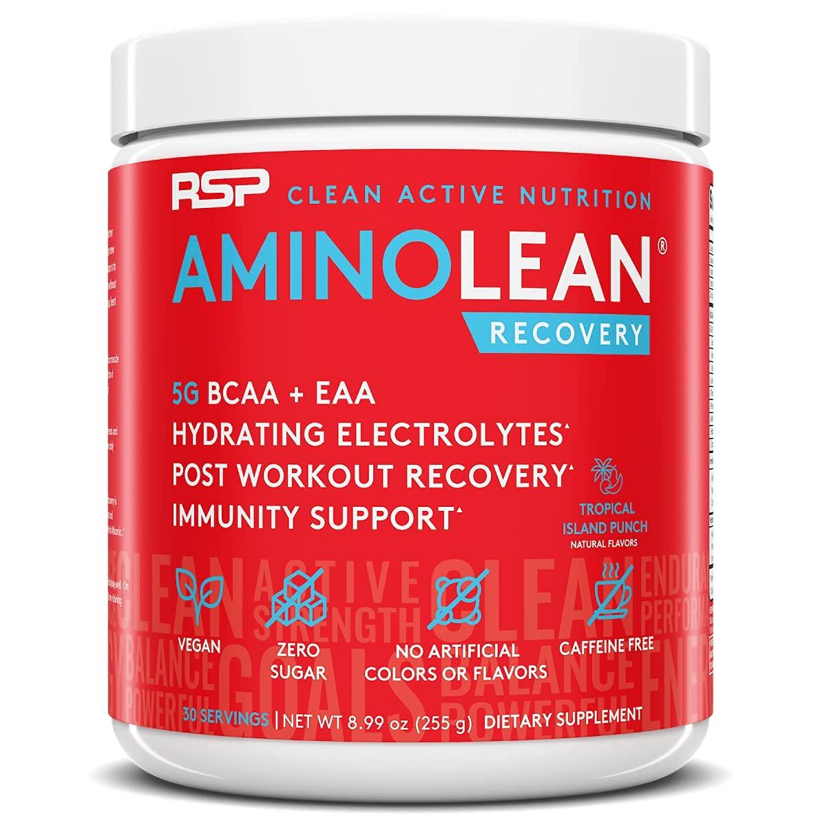 RSP NUTRITION RSP NUTRITION Vegan AminoLean Pre Workout Energy (Mango 25 Servings) with AminoLean Recovery Post Workout Boost (Tropical Island Punch 30 Servings)