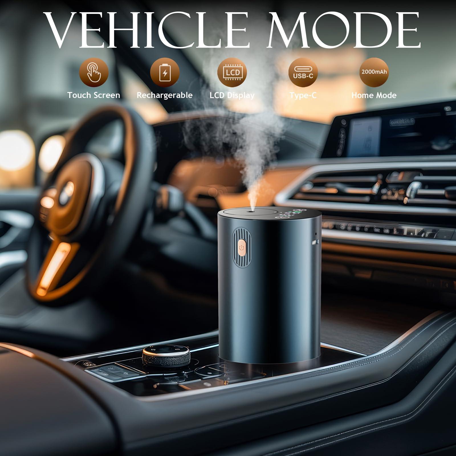 JUANANIUG Waterless Essential Oil Diffuser Rechargable: Aromatherapy Diffuser Portable for Car and Home - 4 Concentration Adjustments and 4 Timers