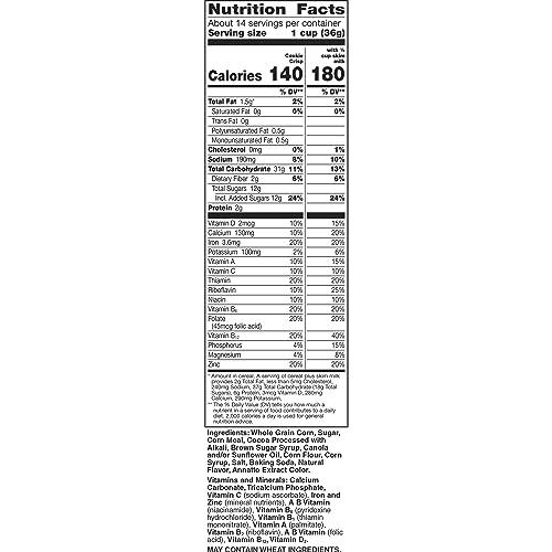 Cookie Crisp Cookie Crisp Breakfast Cereal, Chocolate Chip Cookie Taste, Made With Whole Grain, Family Size, 18.3 oz (Pack of 2)
