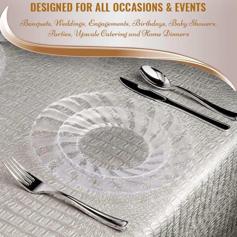 Smarty Had A Party Elegant Disposable Plastic Heavy Duty Dinnerware Sets, Flared Plastic Plates, Combo Set For Wedding, Birthday & All Occasions (Clear, 6\" Pastry Plates (216 Plates))